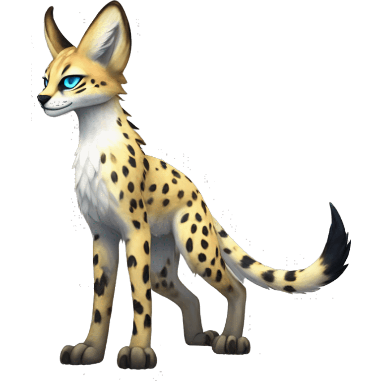 Epic Edgy Colorful ethereal eldritch Sergal-Serval-Fionbri full body emoji