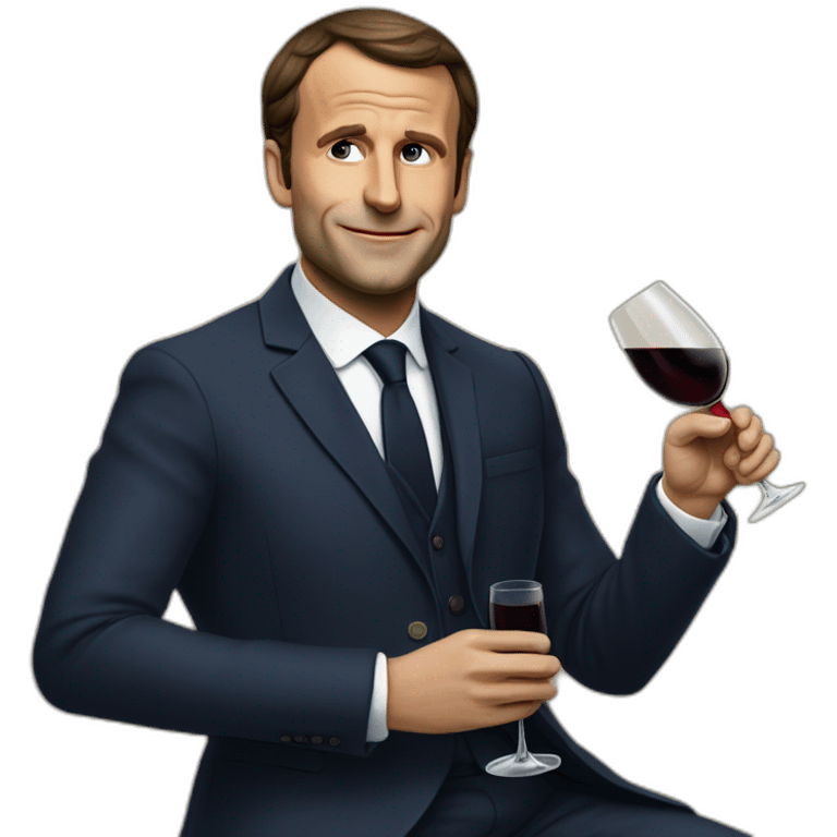 Macron qui boit du vin emoji