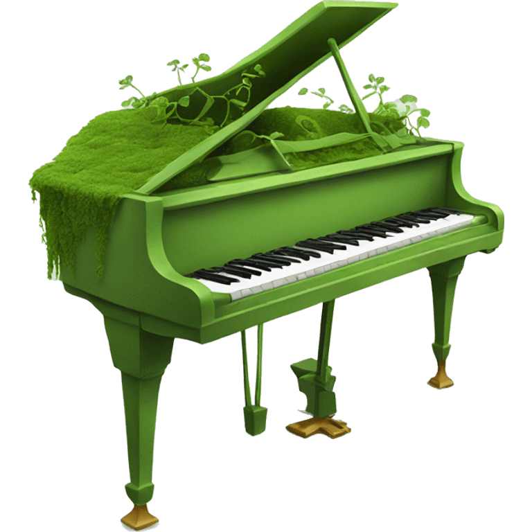 Green Piano with moss and vines growing on it emoji