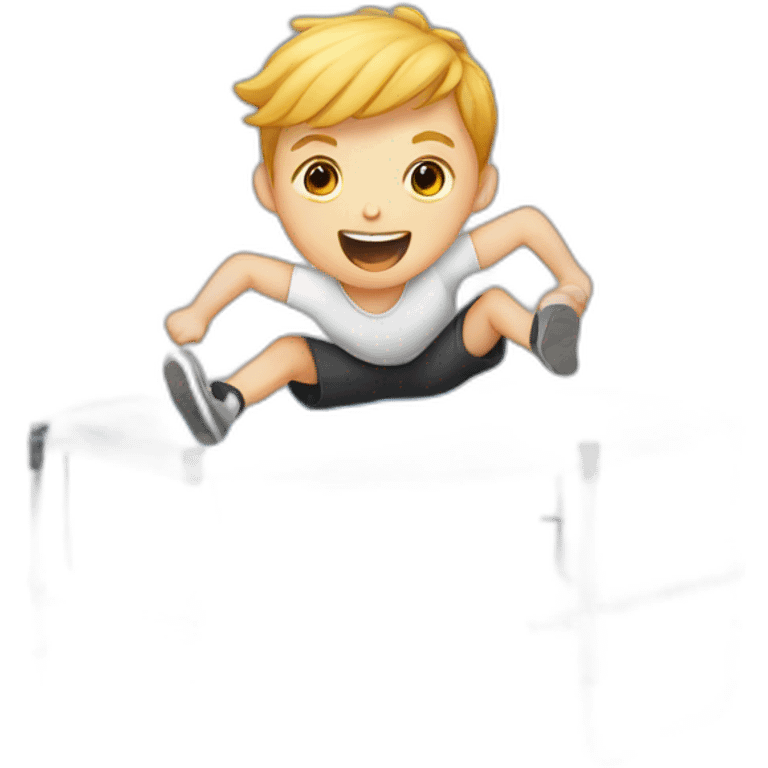 a white kid on a trampoline emoji