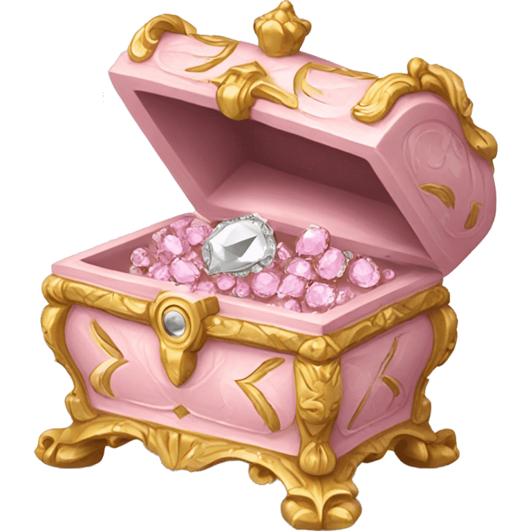 Pale pink Rococo Treasure box filled with diamonds emoji