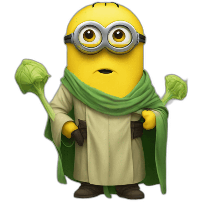 yellow minion with green yoda emoji