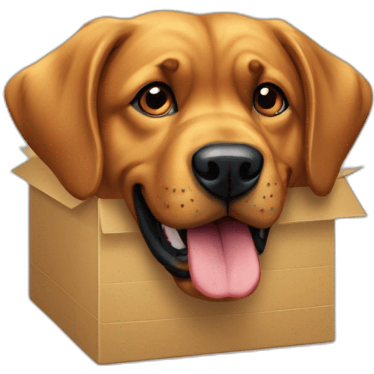 A Rottweiller with a golden retriever in box emoji