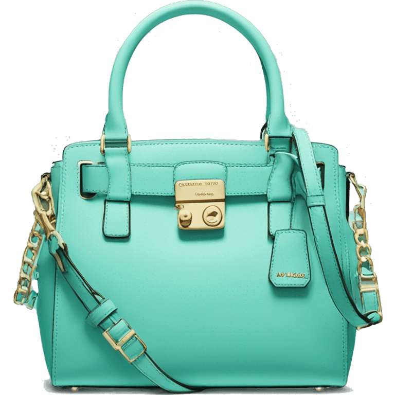 Realistic tiffany blue designer Michael kors satchel purse. emoji