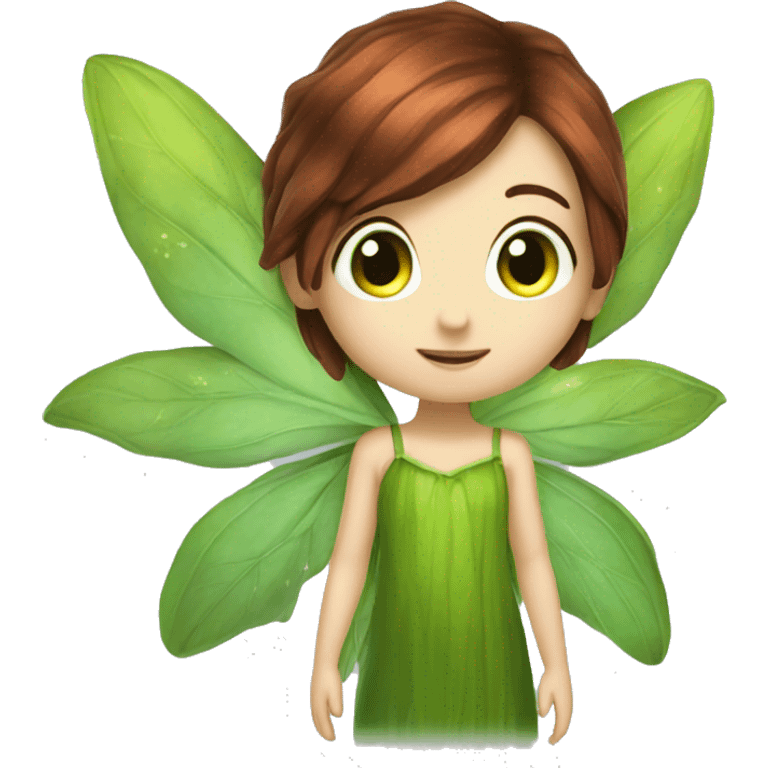 Plant fairy with dark auburn hair, green eyes,  emoji