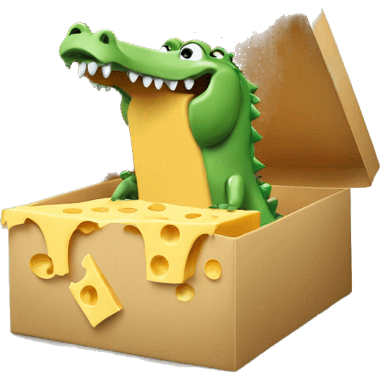 Crocodile inside a box made of cheese emoji