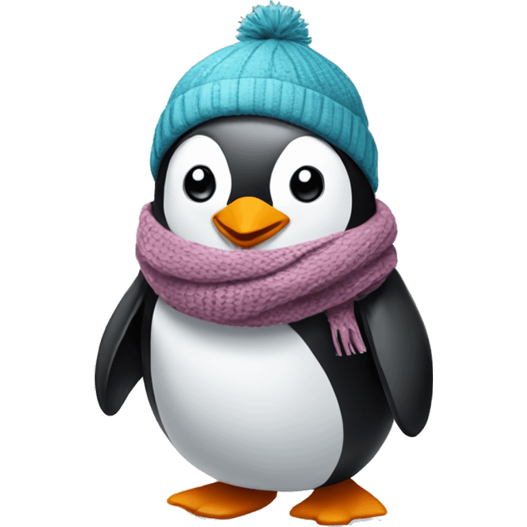 penguin wearing hat and scarf emoji