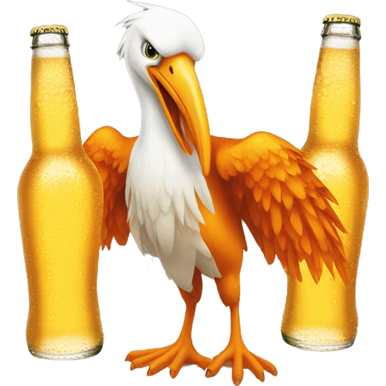 orange Phoenix + pelican + beer emoji