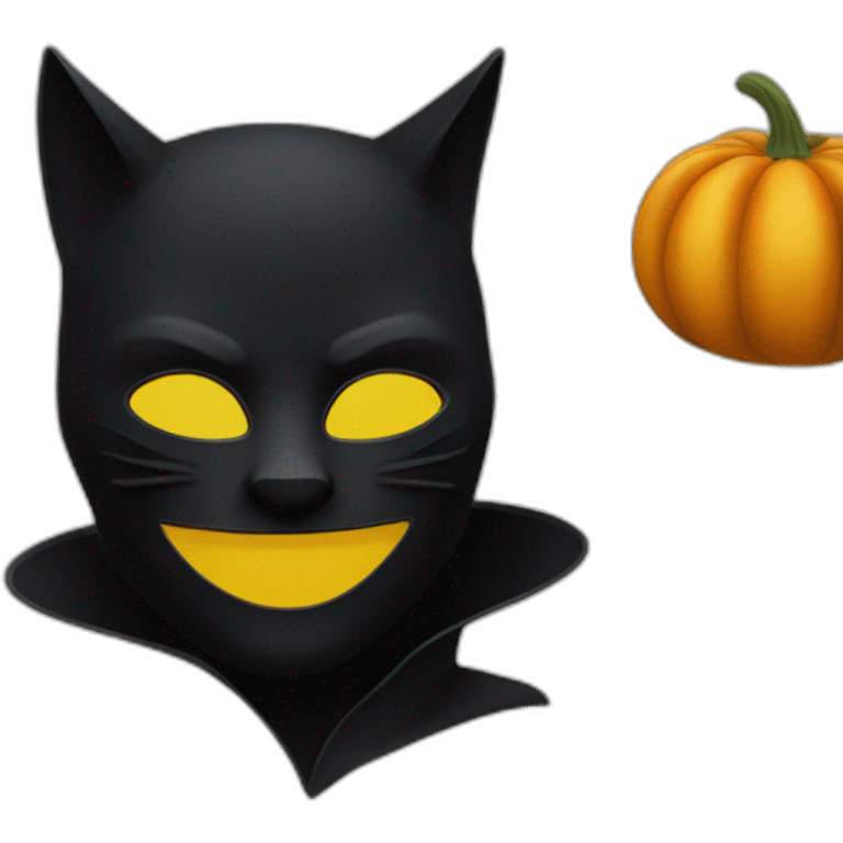 Chat noir avec un masque de citrouille emoji