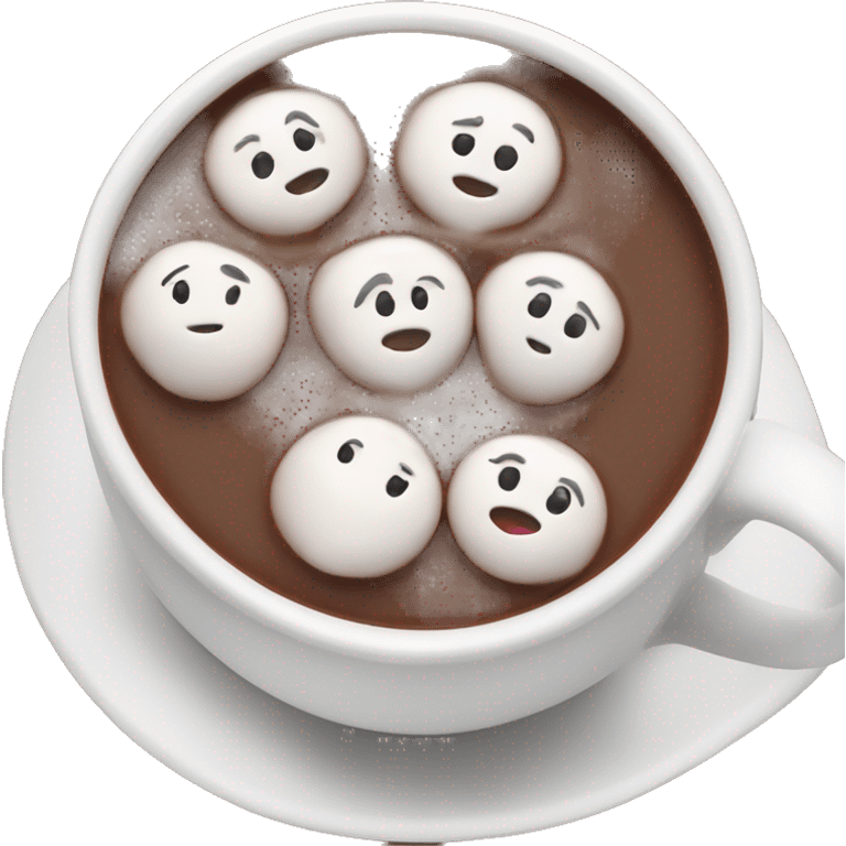 hot chocolate with 5 marshmallows in a white cup emoji