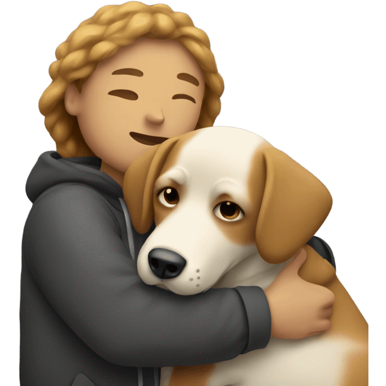 person hugging dog emoji