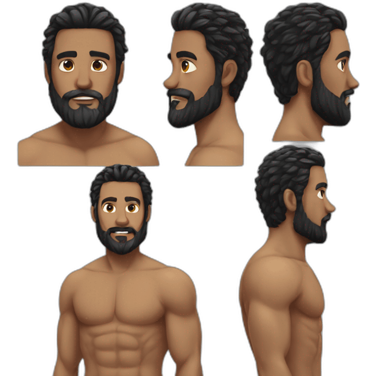 Swimming guy black hair and beard muscles emoji