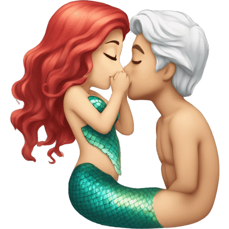 little cute mermaid kiss emoji