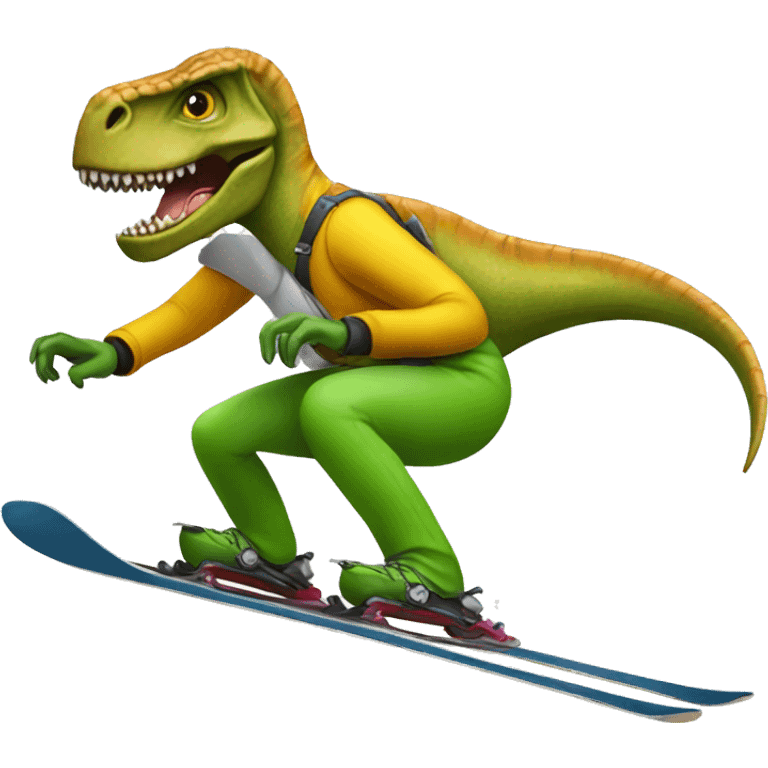 dinosaur, downhill skiing, emoji, transparent background emoji