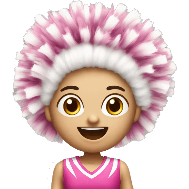 Realistic pink and white cheer leading pom poms isolated. emoji