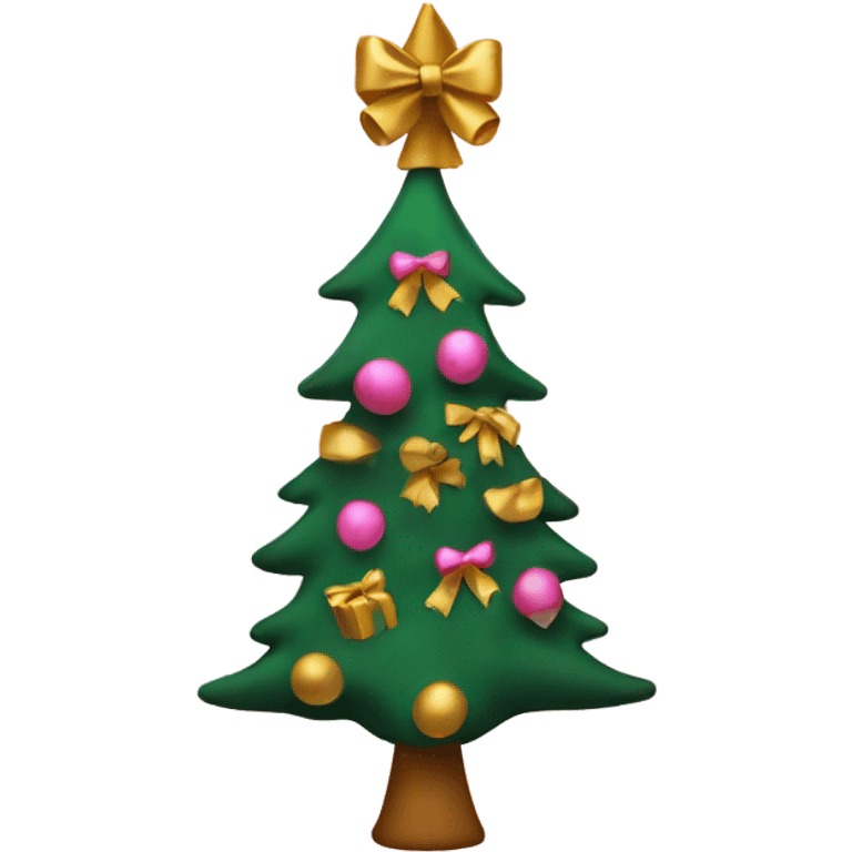 a christmas tree with pink and gold bows emoji