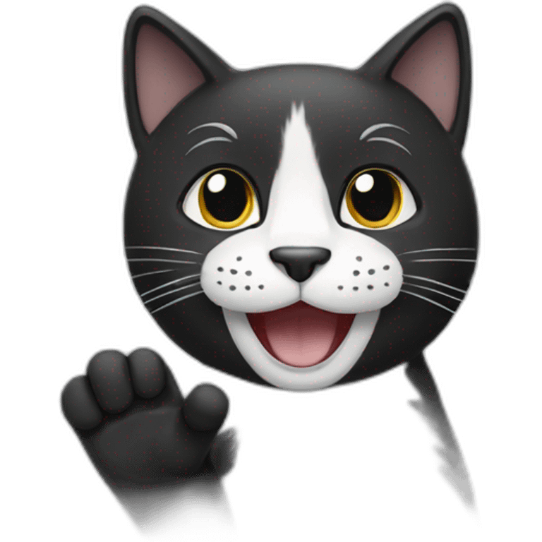 Black-and-white-cat-high-fiving emoji