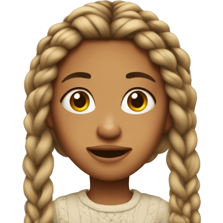 Ugly girl with braided hair emoji