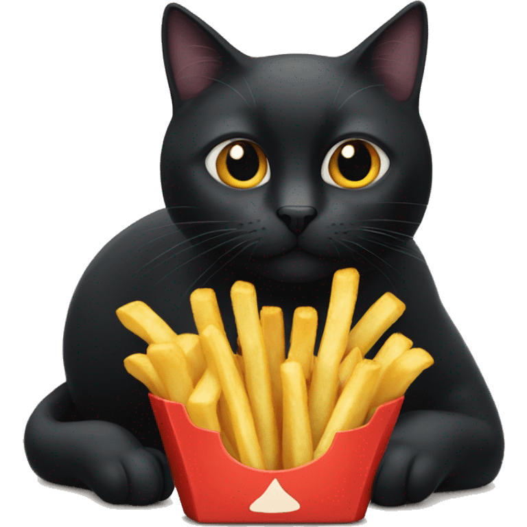 Black cat with French fries emoji