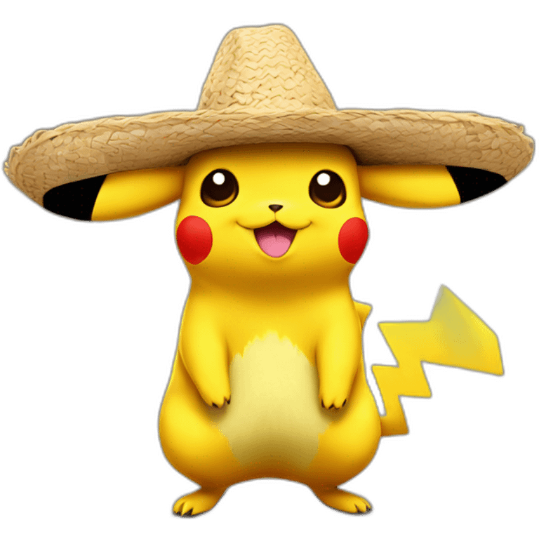 pikachu wearing sombrero with mustache emoji