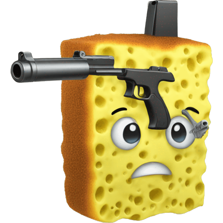 Sponge with a gun emoji