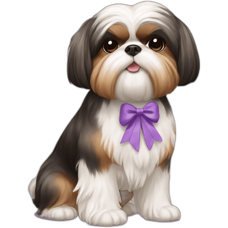 Dog Shih Tzu with a bow on his head full-body emoji