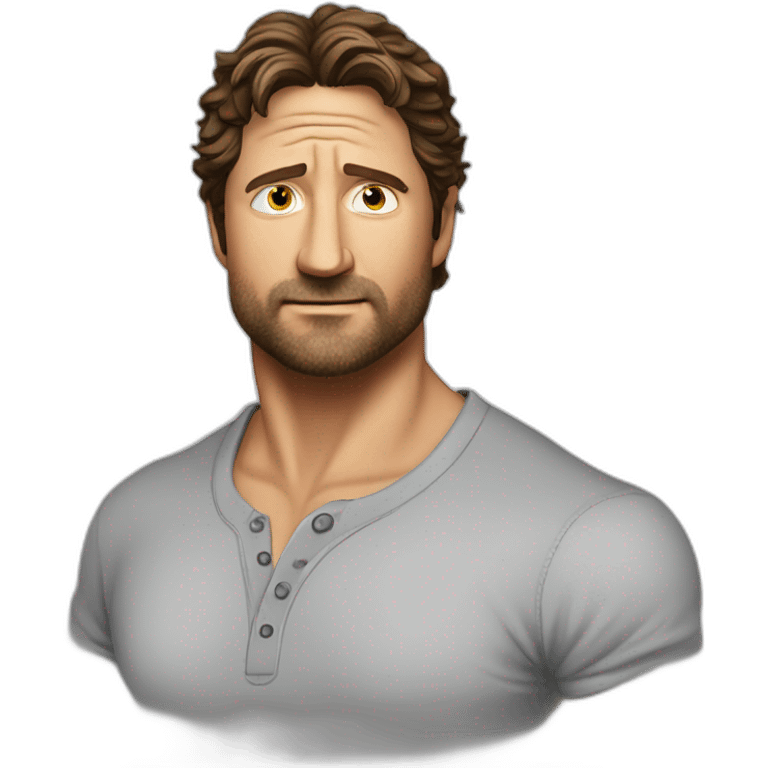 actor gerard butler cartoon wearing henley emoji