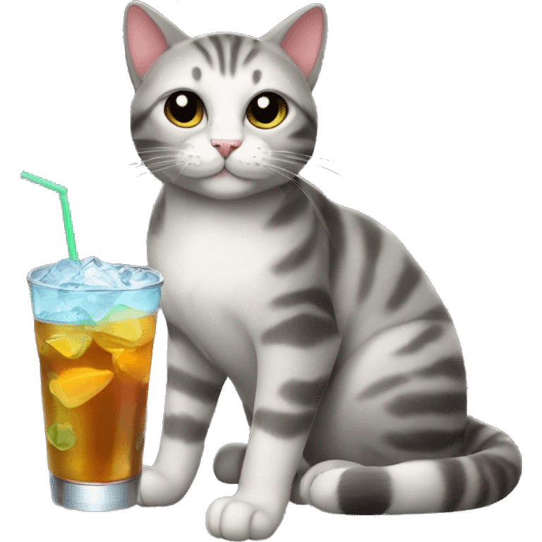 Cat with drink emoji