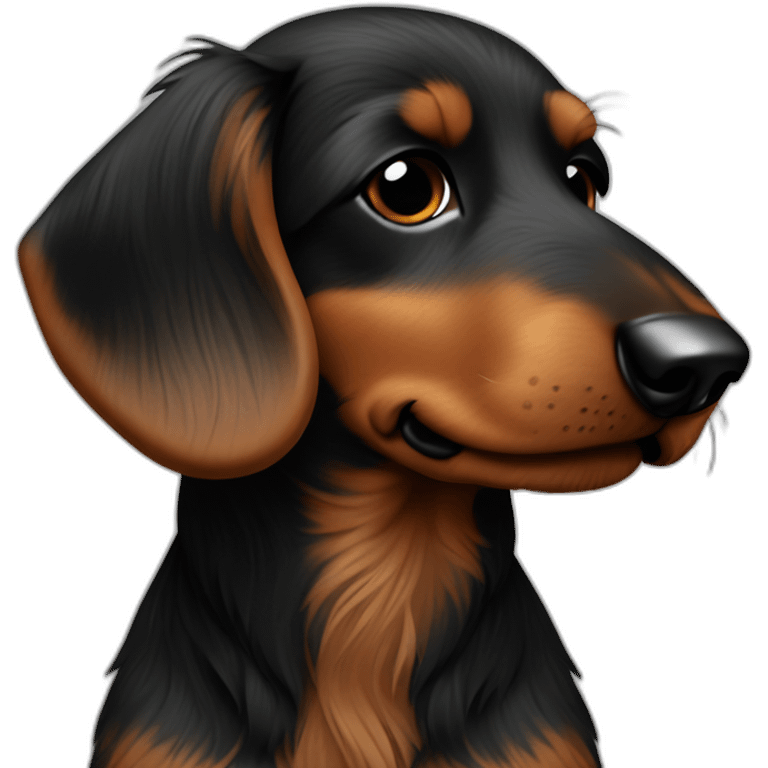 A wire-haired daschaund dog black and brown view from side emoji