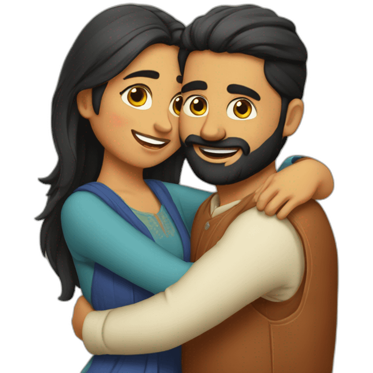 Hug with Punjabi couple  emoji