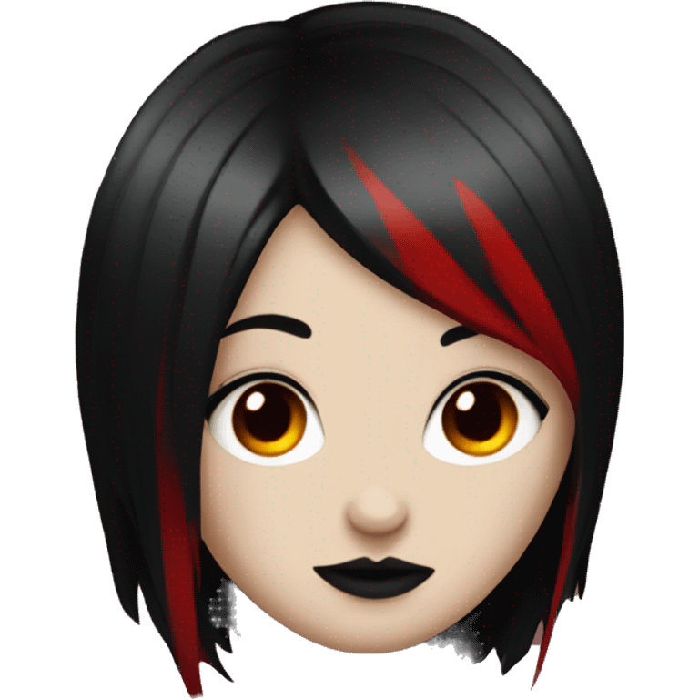 Goth girl with red and black hair and piercings emoji