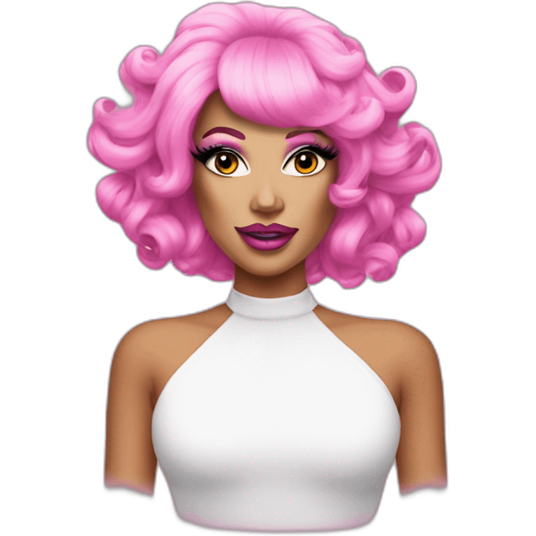 Drag Queen wearing pink wig and extravagant makeup emoji