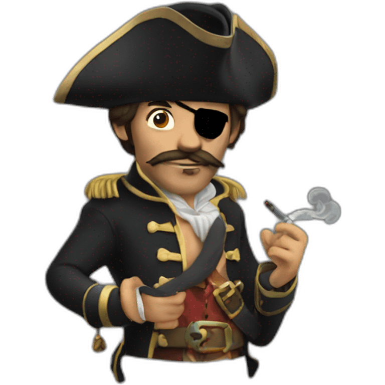 The half-shark, half-human pirate captain smokes emoji