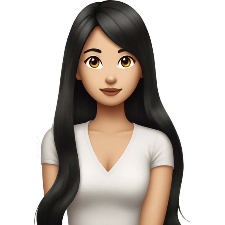 cat on asian girl long black hair emoji