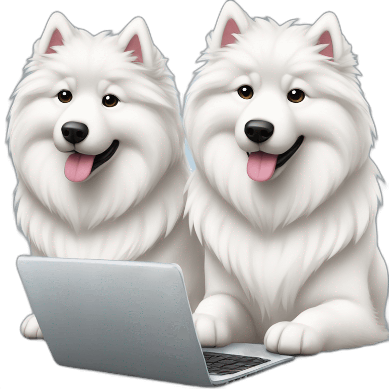 two-samoyeds-working-on-laptop emoji