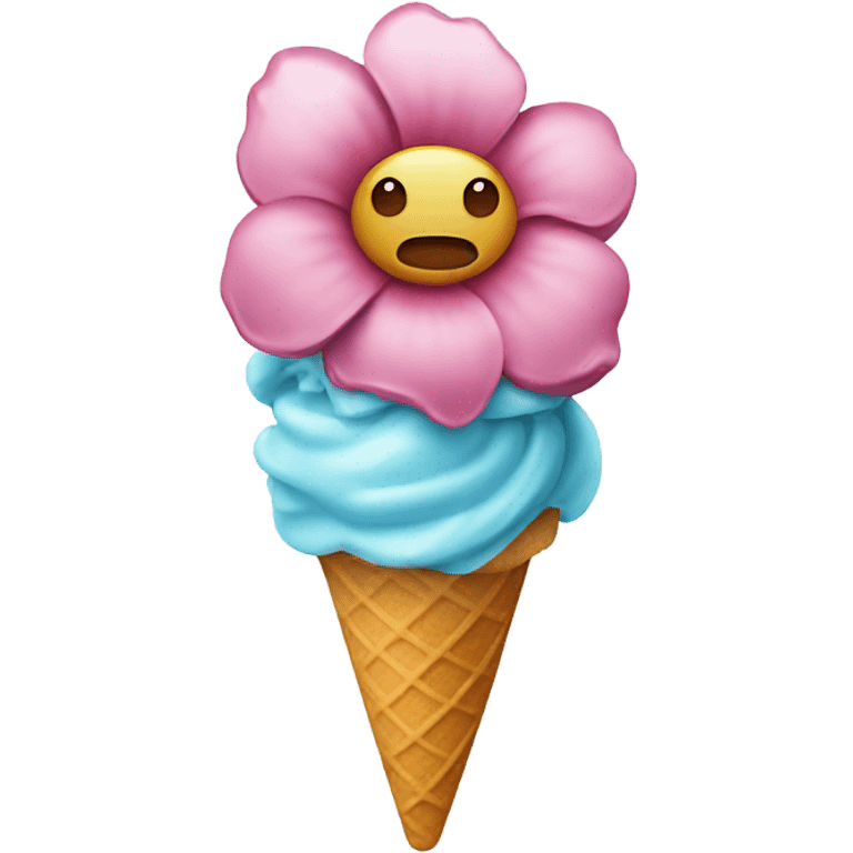 flower eating ice cream emoji