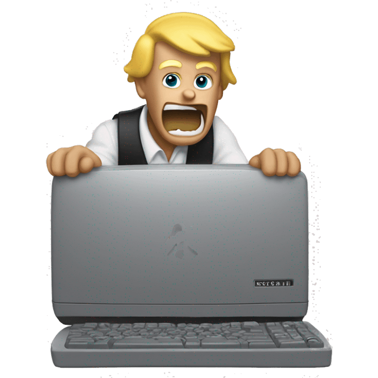 Donald Ducking smashing a computer keyboa emoji