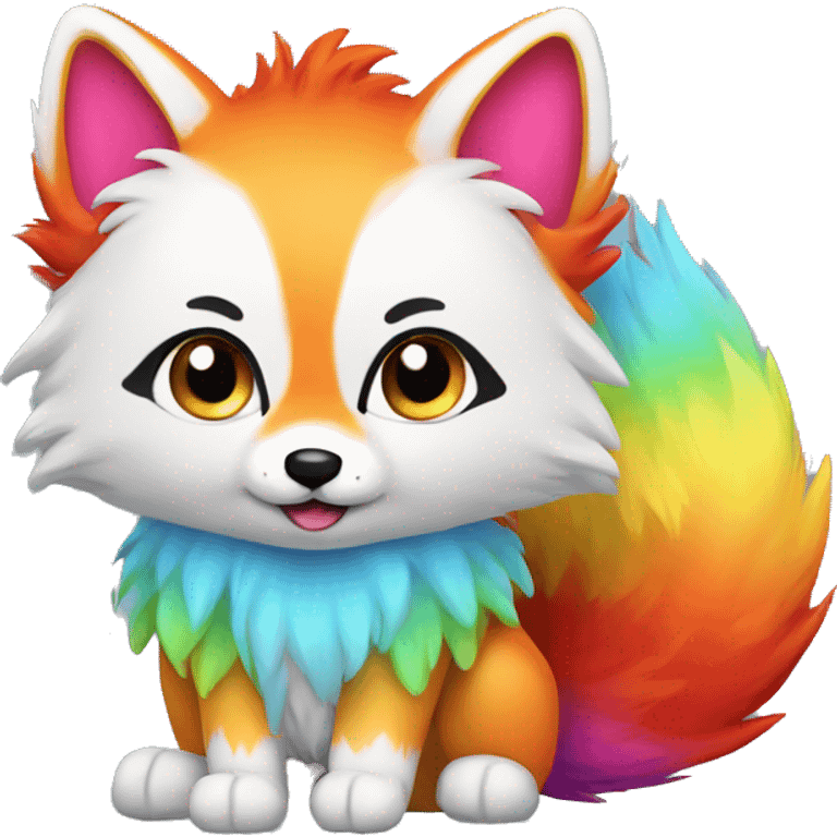 colorful rainbow fox fluffy emoji