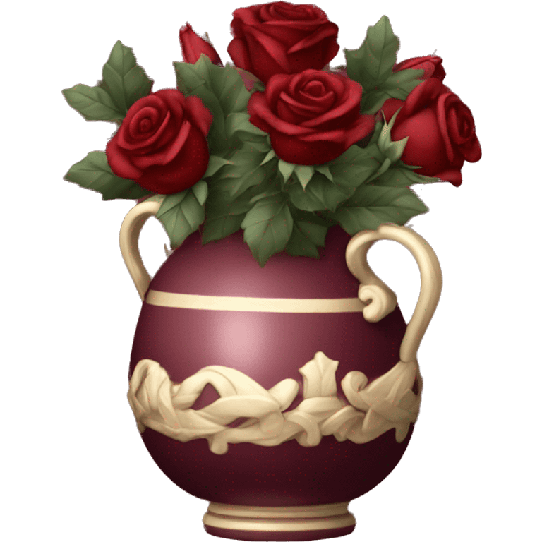 maroon Christmas vase with roses emoji