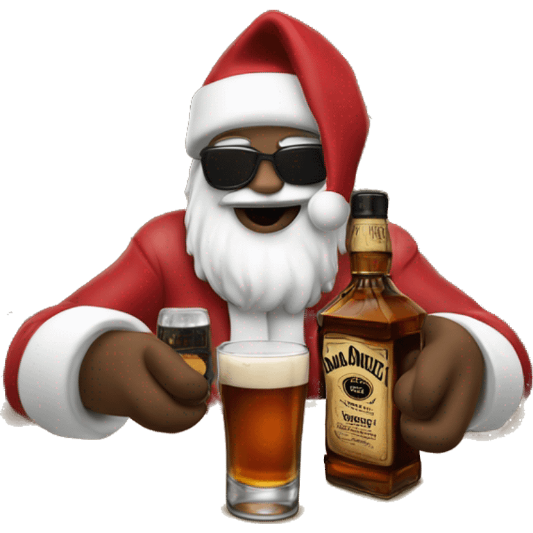 Santa drinking Jack Daniels  emoji