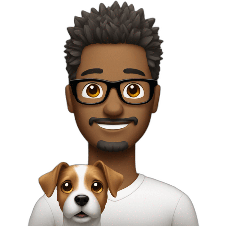 Man with spiky hair with glasses with jack russell terrier dog emoji