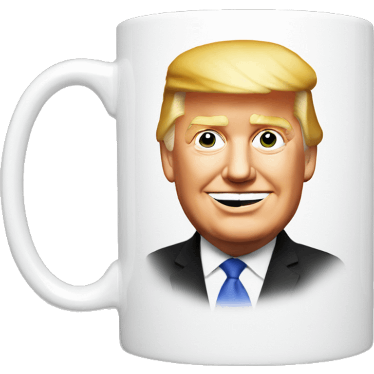 White mug with Donald Trump Face on it  emoji