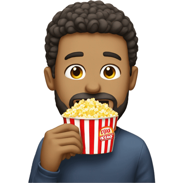 Guy with short beard eating popcorn emoji