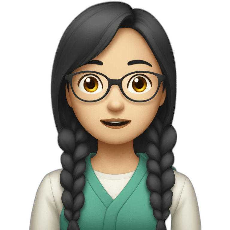 buck-toothed asian girl dismayed glasses emoji