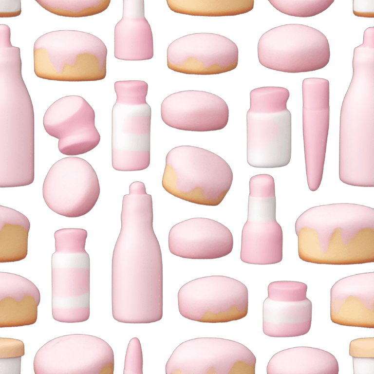 pastel pink and white bakery make up bottle  emoji