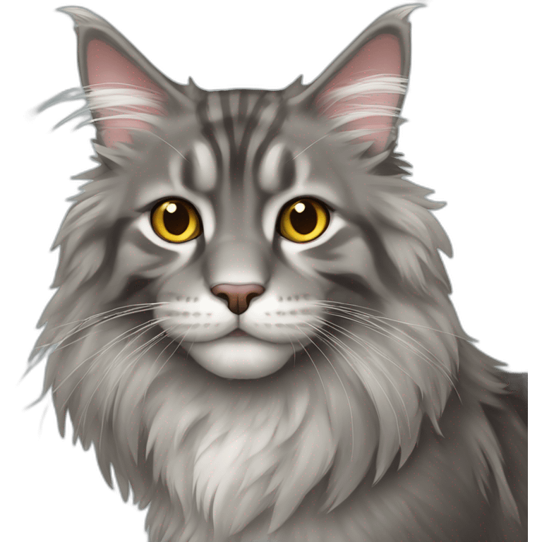 Grey maine-coon emoji