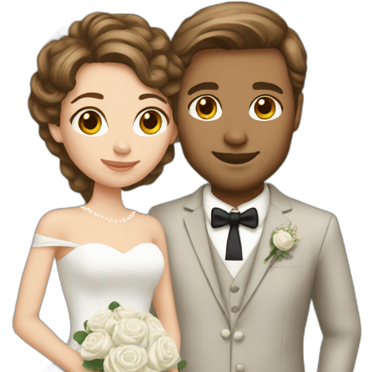 wedding white couple brown hair emoji