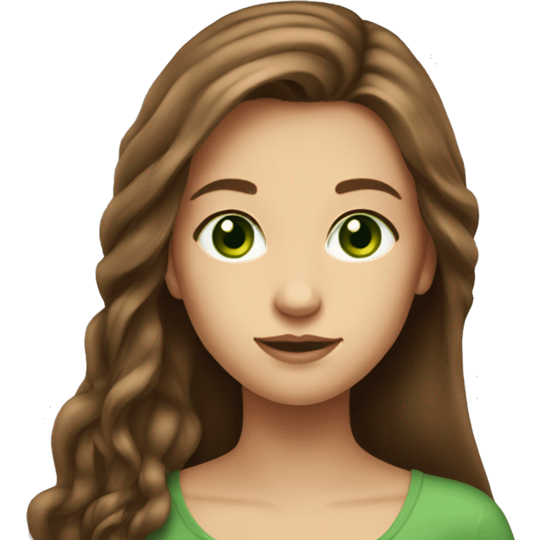 pretty girl with long brown hair and green eyes  emoji