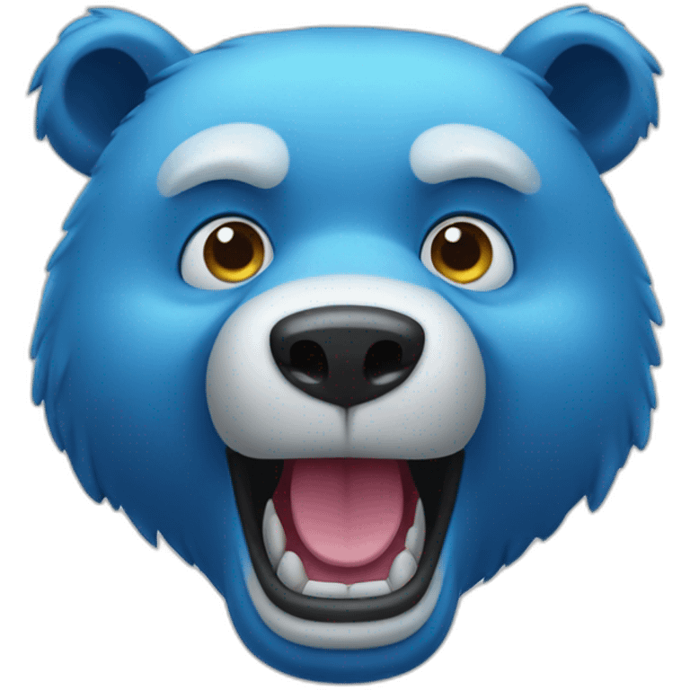 A head of a blue bear with a crest, big eyes and big teeth. emoji