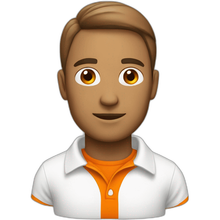 A man with a polo white and orange emoji